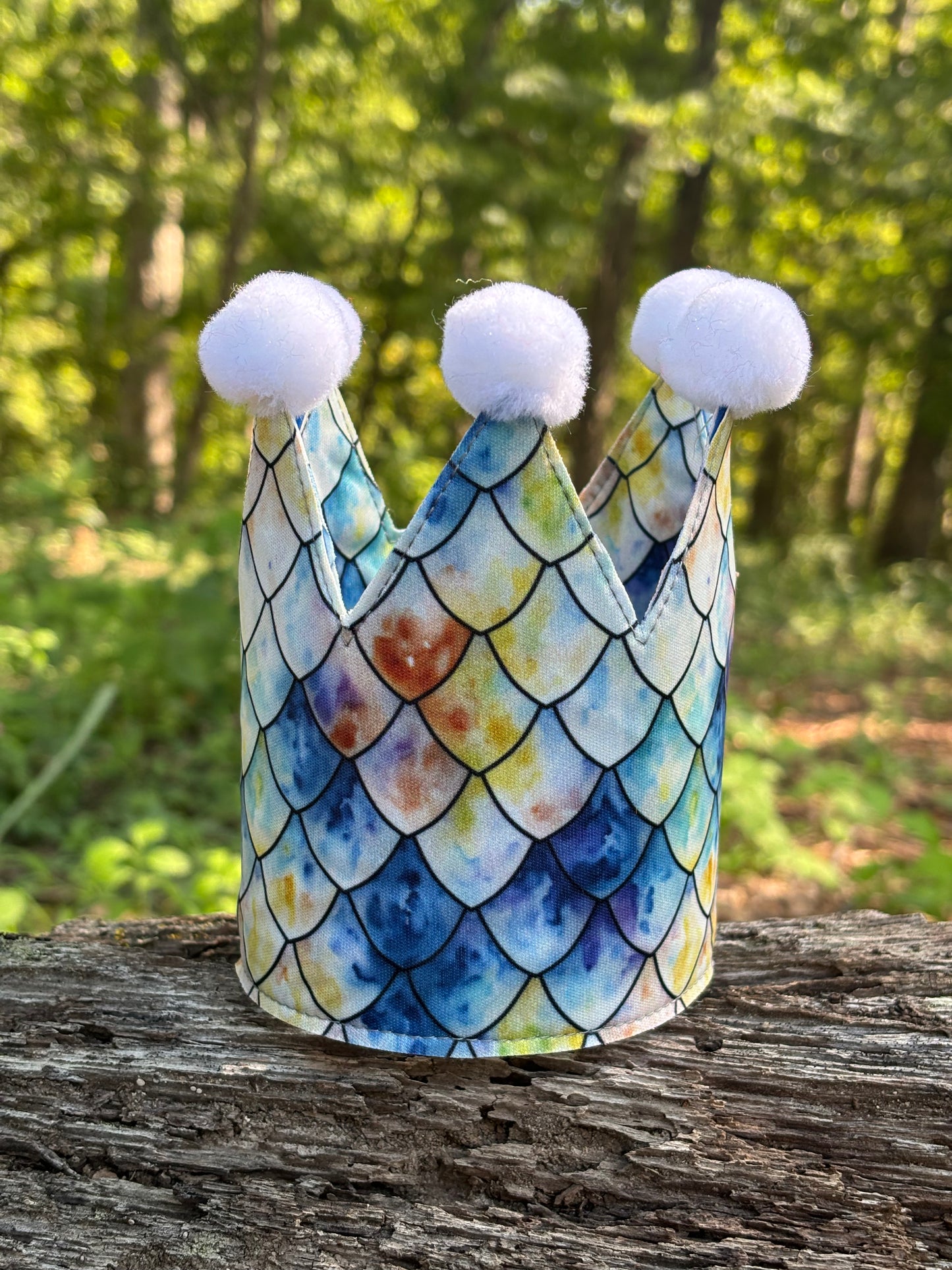 Dragon Scales - White Poms - Birthday Crown